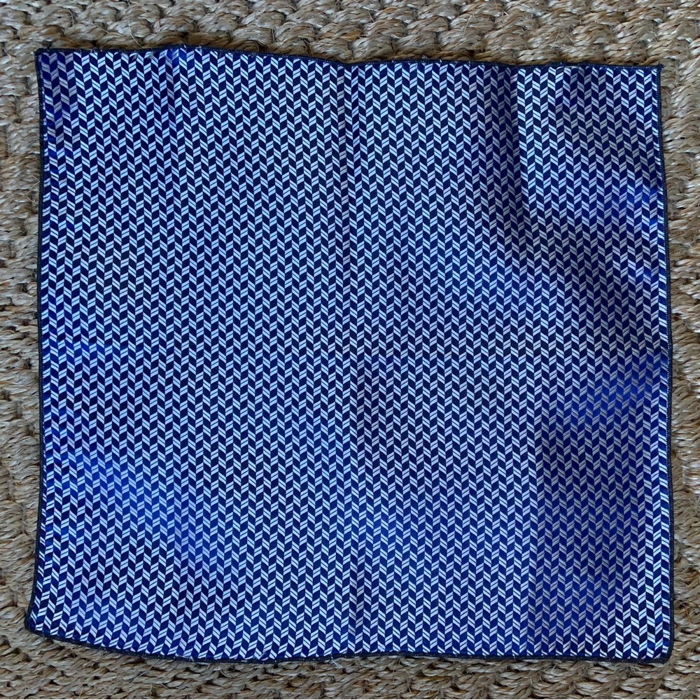 Blue and White Chevron Pocket Square